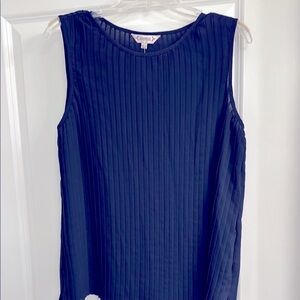 Nanette Lepore Navy Pleated Sleeveless Tank Top